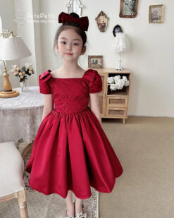 Đầm Dự Tiệc Đỏ Ngọc Trai Sang Chảnh 01