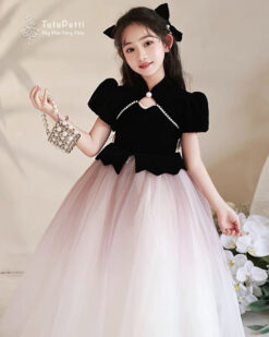 Đầm nhung dự tiệc màu đen sang trọng cho bé