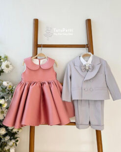 bộ vest bé trai tím