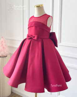 đầm dự tiệc màu hồng sen đậm cho bé 01