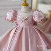đầm dự tiệc màu hồng pastel kết ngọc trai 01