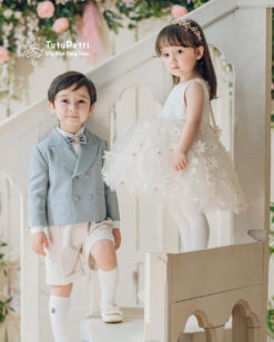 bộ vest bé trai xanh