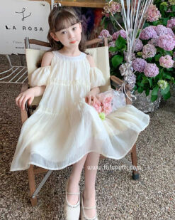 đầm cổ yếm dạo phố cho bé gái 02