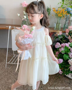 đầm cổ yếm dạo phố cho bé gái 02