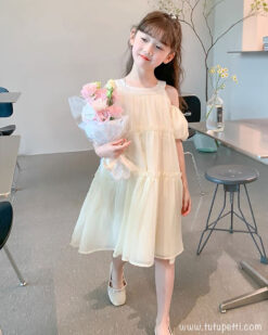 đầm cổ yếm dạo phố cho bé gái 02