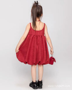 Đầm bé gái màu đỏ kết hợp nơ và choker cho bé gái