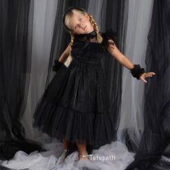 TUTUPETTI Đầm Hóa Trang WEBNESDAY ADAMS Cao Cấp Cho Bé Gái
