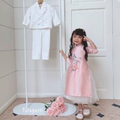Áo Dài Cho Bé Diện Tết Màu Hồng