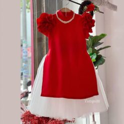 Áo Dài Hoa Ở Vai Cực Xinh Cho Bé Đi Chơi Tết