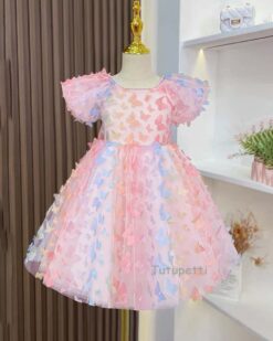 Đầm Tiểu Thư Hoa Bướm Hồng