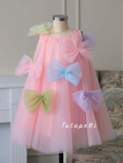Đầm Hồng Tiểu Thư Nhẹ Nhàng Đính Nơ