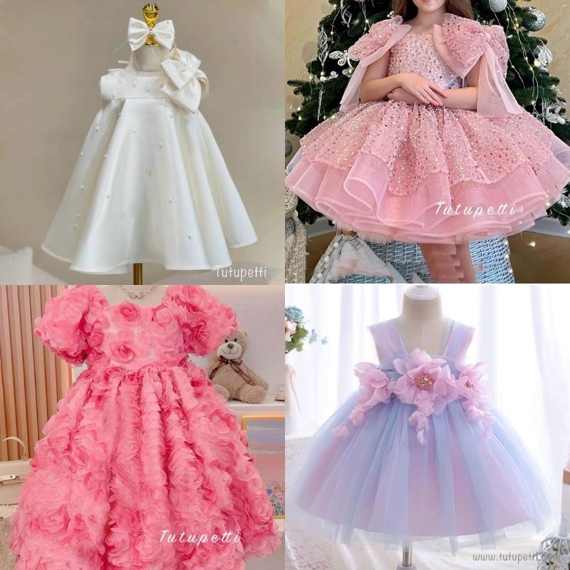 hoạ tiết đầm dự tiệc bé gái