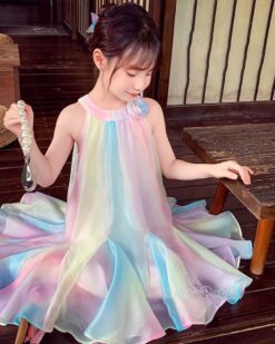 Đầm Yếm Tiểu Thư Cầu Vồng 12 Đầm Suông Nơ Hồng Đen