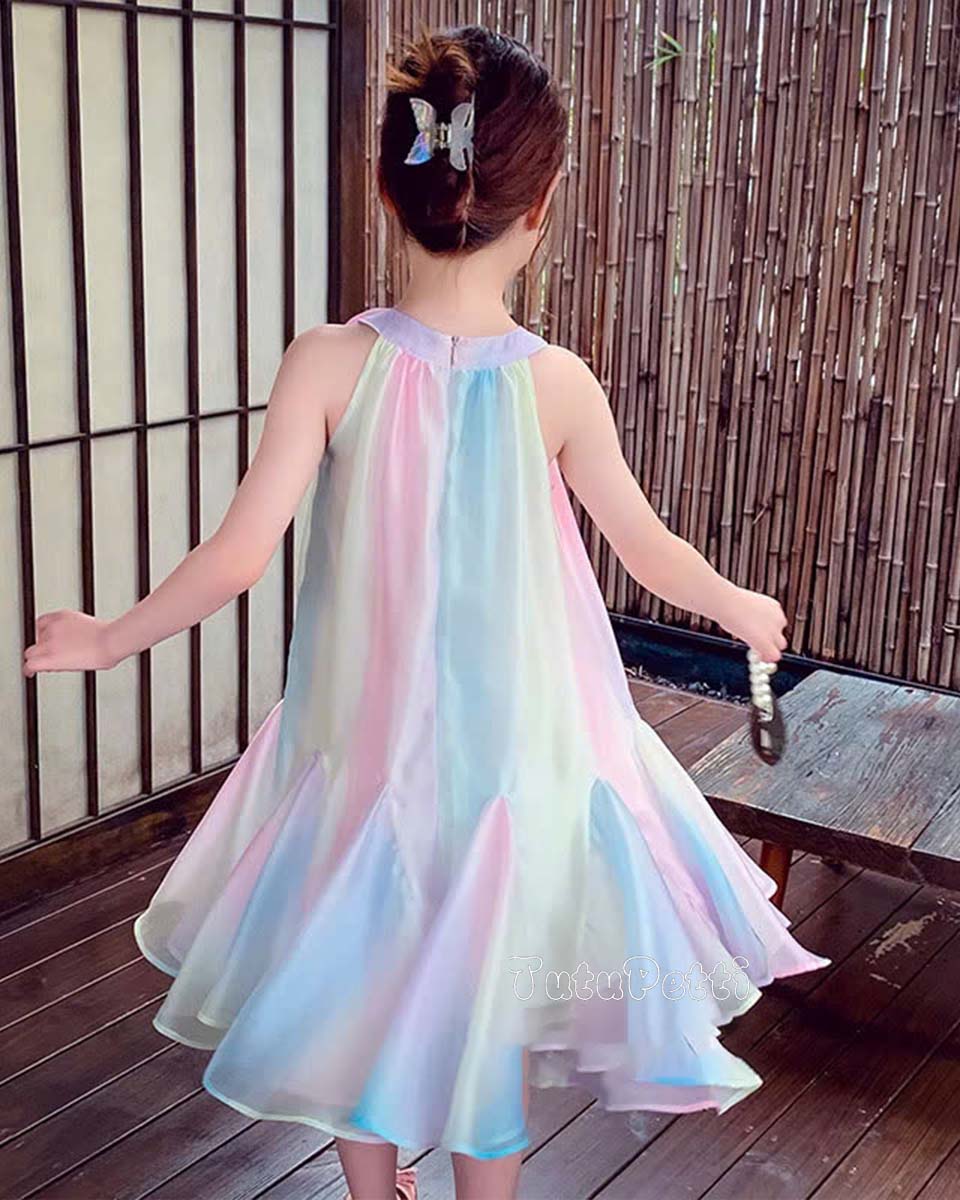 Đầm Yếm Tiểu Thư Cầu Vồng 4 Đầm Suông Nơ Hồng Đen