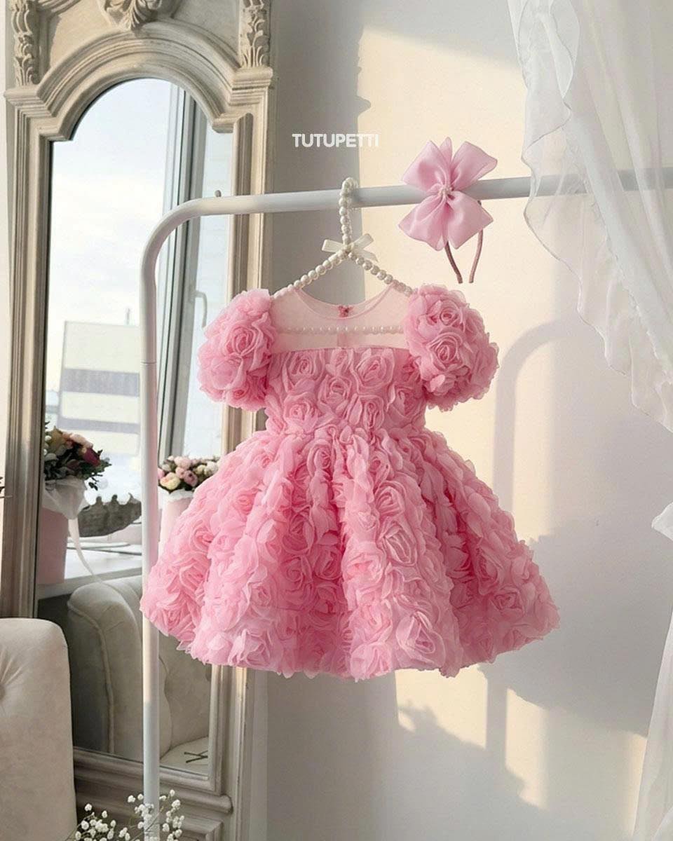 Đầm Công Chúa Hoa Hồng 3D Tay Phồng Tutupetti Cho Bé Gái 2 Đầm Công Chúa Hoa Hồng 3D Tay Phồng Tutupetti Cho Bé Gái - Ảnh 2