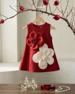 Đầm Công Chúa Bé Gái Nhung Đỏ Đô Đính Hoa 3D Cao Cấp 7 731883783 2807490809615478 1374928569329652841 n