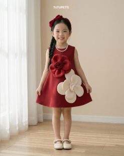 Đầm Công Chúa Bé Gái Nhung Đỏ Đô Đính Hoa 3D Cao Cấp 9 735877627 2732175523834564 1672571118970638228 n