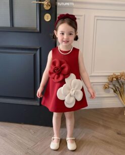 Đầm Công Chúa Bé Gái Nhung Đỏ Đô Đính Hoa 3D Cao Cấp 8 751833301 1103714301981650 5298546134894778590 n
